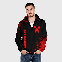 Ветровка с капюшоном мужская Minecraft - red gradient вертикально, цвет: 3D-черный — фото 2