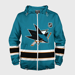 Ветровка с капюшоном мужская Сан Хосе Шаркс хоккей, цвет: 3D-белый
