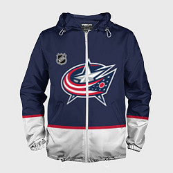 Ветровка с капюшоном мужская Коламбус Блю Джекетс хоккей, цвет: 3D-белый
