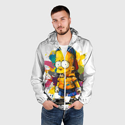 Ветровка с капюшоном мужская Рисунок красками Барт Симпсон, цвет: 3D-белый — фото 2