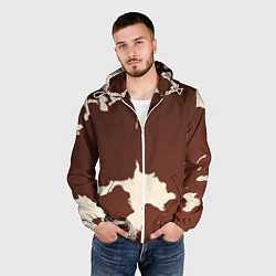 Ветровка с капюшоном мужская Коровий узор, цвет: 3D-белый — фото 2