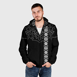 Ветровка с капюшоном мужская Славянские символы традиции народа, цвет: 3D-черный — фото 2