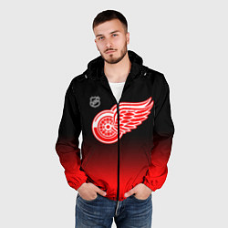 Ветровка с капюшоном мужская Детройт Ред Уингз - градиент, цвет: 3D-черный — фото 2