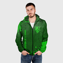 Ветровка с капюшоном мужская System of a Down - green gradient вертикально, цвет: 3D-черный — фото 2