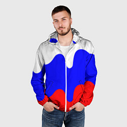 Ветровка с капюшоном мужская Патриот - флаг, цвет: 3D-белый — фото 2