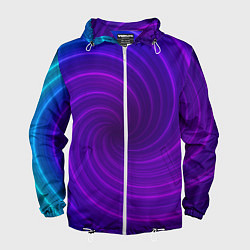 Ветровка с капюшоном мужская Фиолетовая спираль, цвет: 3D-белый