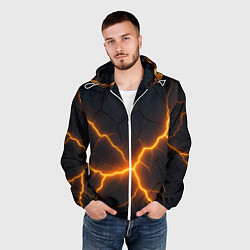 Ветровка с капюшоном мужская Молнии и черные плиты, цвет: 3D-белый — фото 2