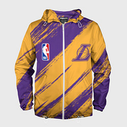 Ветровка с капюшоном мужская Лейкерс - брызги красок, цвет: 3D-белый