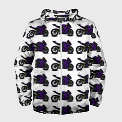 Ветровка с капюшоном мужская The motorcycle is dark purple, цвет: 3D-белый