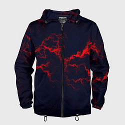 Ветровка с капюшоном мужская Lightning red glow, цвет: 3D-черный