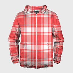 Ветровка с капюшоном мужская Checked red white, цвет: 3D-белый