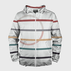 Ветровка с капюшоном мужская Stripes and circle, цвет: 3D-белый