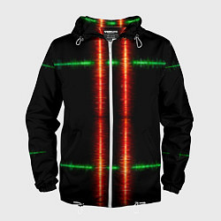 Ветровка с капюшоном мужская Color black green red lines, цвет: 3D-белый