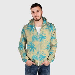 Ветровка с капюшоном мужская Palm light blue beige, цвет: 3D-белый — фото 2