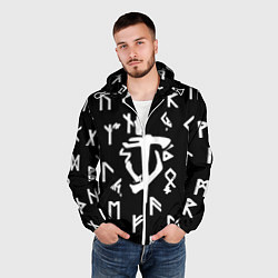 Ветровка с капюшоном мужская Doom магические символы, цвет: 3D-белый — фото 2