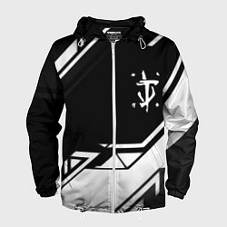 Ветровка с капюшоном мужская Doom geometry black, цвет: 3D-белый