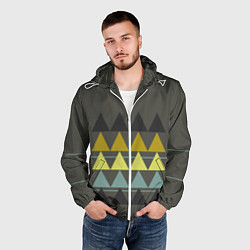 Ветровка с капюшоном мужская Абстрактный лес геометрический, цвет: 3D-белый — фото 2