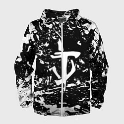 Ветровка с капюшоном мужская Doom краски белые штрихи, цвет: 3D-белый