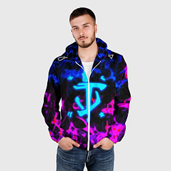 Ветровка с капюшоном мужская Doom неоновый дым, цвет: 3D-белый — фото 2