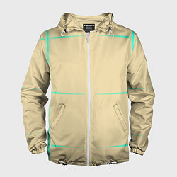 Ветровка с капюшоном мужская Color beige green stripes, цвет: 3D-белый