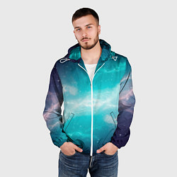 Ветровка с капюшоном мужская Галактическое сияние небес, цвет: 3D-белый — фото 2