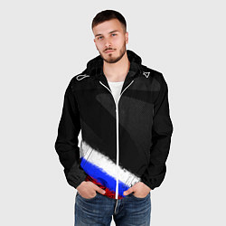 Ветровка с капюшоном мужская Спортивный триколор России, цвет: 3D-белый — фото 2