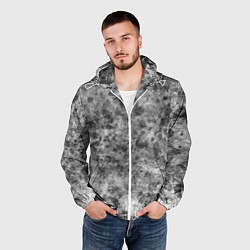 Ветровка с капюшоном мужская Абстракция - dark spots on white, цвет: 3D-белый — фото 2