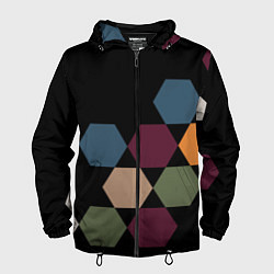 Ветровка с капюшоном мужская Honeycombs autumn colors, цвет: 3D-черный