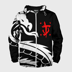 Ветровка с капюшоном мужская Doom dragon steel, цвет: 3D-белый