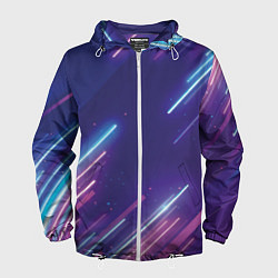 Мужская ветровка Абстракция бело синие красные полосы