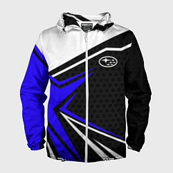 Ветровка с капюшоном мужская Субару - blue sport, цвет: 3D-белый