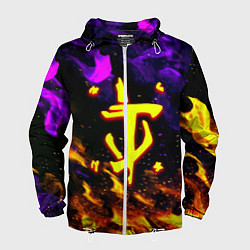 Ветровка с капюшоном мужская Doom огненный стиль, цвет: 3D-белый