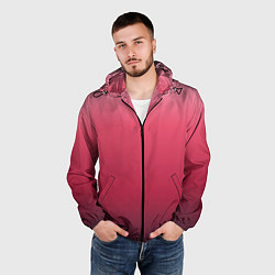 Ветровка с капюшоном мужская Градиент гранатовый, цвет: 3D-черный — фото 2