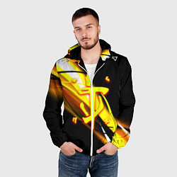 Ветровка с капюшоном мужская Doom геометрия из полос, цвет: 3D-белый — фото 2