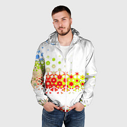 Ветровка с капюшоном мужская Узорчатые разводы на белом, цвет: 3D-белый — фото 2