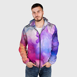 Ветровка с капюшоном мужская Цветная дымка, цвет: 3D-черный — фото 2