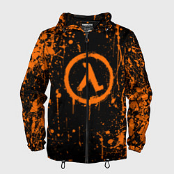 Ветровка с капюшоном мужская Халф лайф - подтеки, цвет: 3D-черный