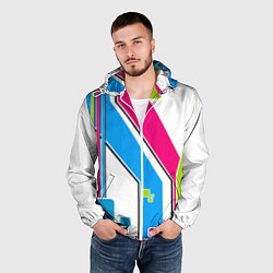 Ветровка с капюшоном мужская Цветное абстрактное искусство, цвет: 3D-белый — фото 2
