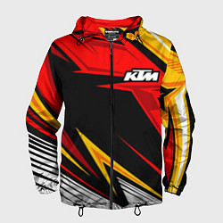 Ветровка с капюшоном мужская KTM - теплые тона, цвет: 3D-черный
