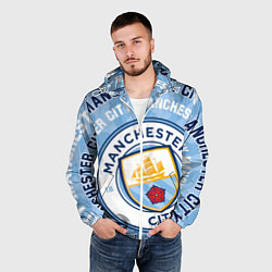 Ветровка с капюшоном мужская Манчестер Сити надписи и логотип, цвет: 3D-белый — фото 2