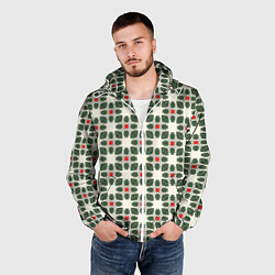 Ветровка с капюшоном мужская Абстрактный лиственный узор, цвет: 3D-белый — фото 2
