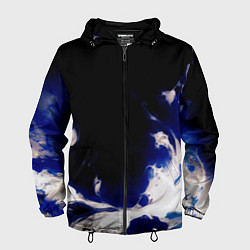 Ветровка с капюшоном мужская Синее пламя, цвет: 3D-черный