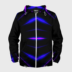 Ветровка с капюшоном мужская Color black neon stripes, цвет: 3D-белый