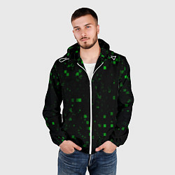 Ветровка с капюшоном мужская Color green khaki, цвет: 3D-белый — фото 2