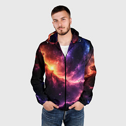 Ветровка с капюшоном мужская Фантастические космические туманы, цвет: 3D-черный — фото 2