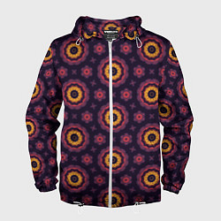 Ветровка с капюшоном мужская Фиолетово-розовые персидские звезды, цвет: 3D-белый