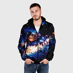Ветровка с капюшоном мужская Бесконечный космос и туманность, цвет: 3D-черный — фото 2