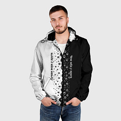 Ветровка с капюшоном мужская Лучше вода у друга черно-белый узор, цвет: 3D-черный — фото 2