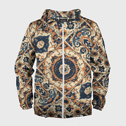 Ветровка с капюшоном мужская Узоры калейдоскопа, цвет: 3D-белый