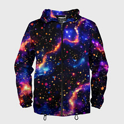 Ветровка с капюшоном мужская Стилизованный волшебный космос, цвет: 3D-черный
